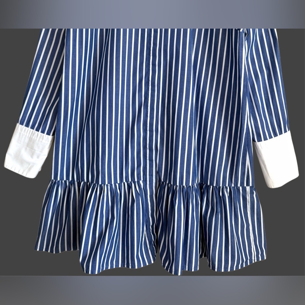 J. CREW 100% Cotton Preppy City Chic Dropped Waist Striped Summer Shirt Dress 6 - Picture 4 of 9